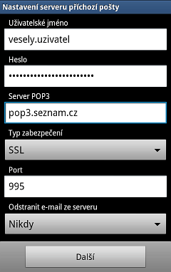 email seznam cz pop3