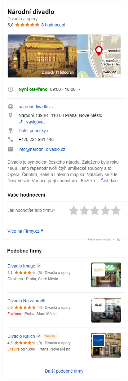 Firmy - karta