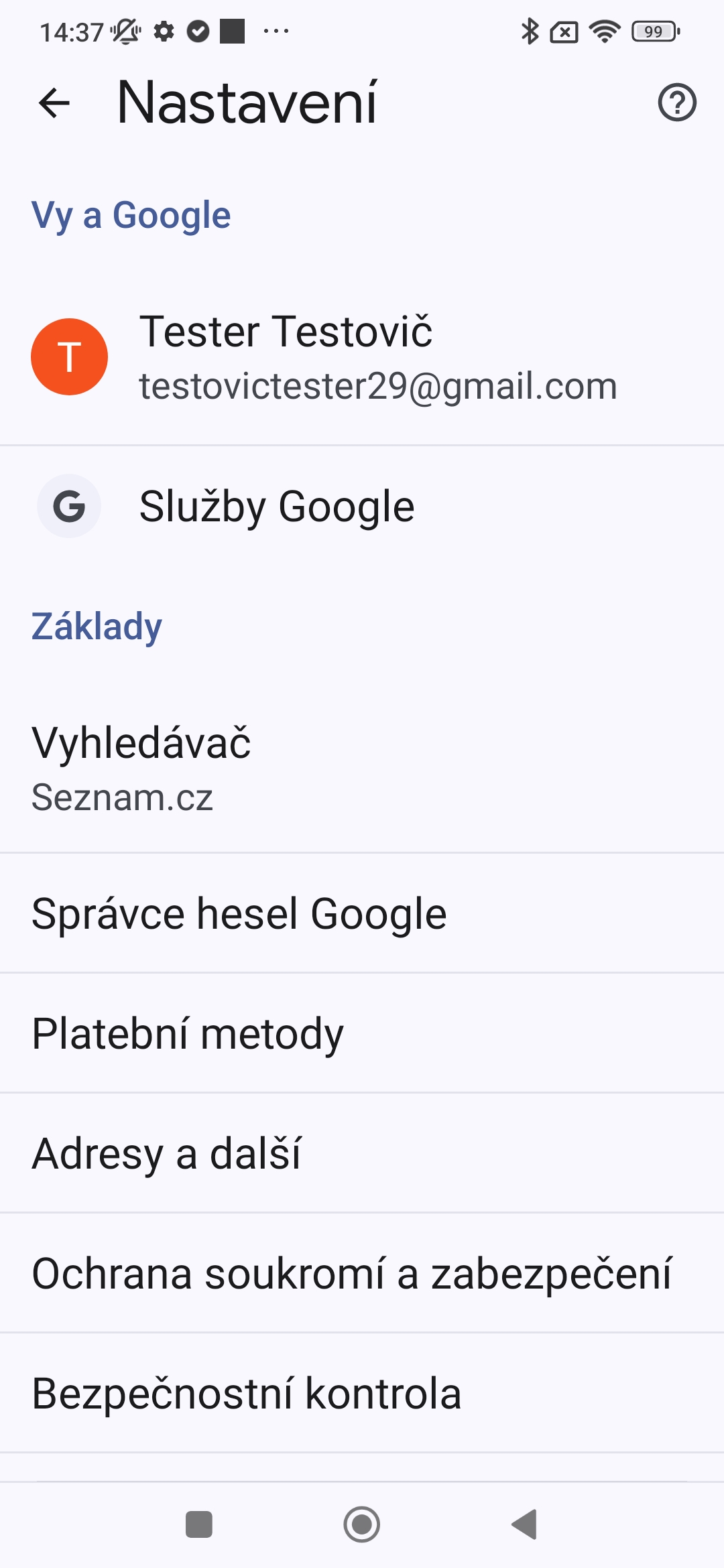 náhled postupu pro změnu výchozího vyhledávače