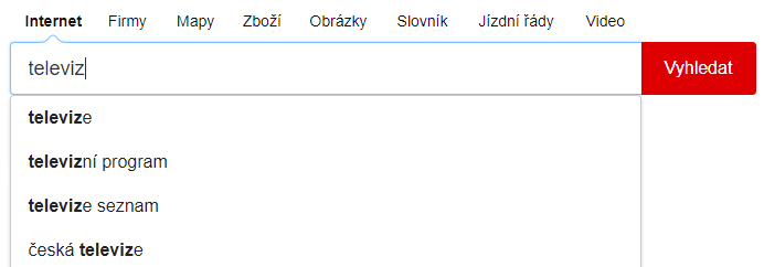 Našeptávač vyhledávacího pole Seznam.cz