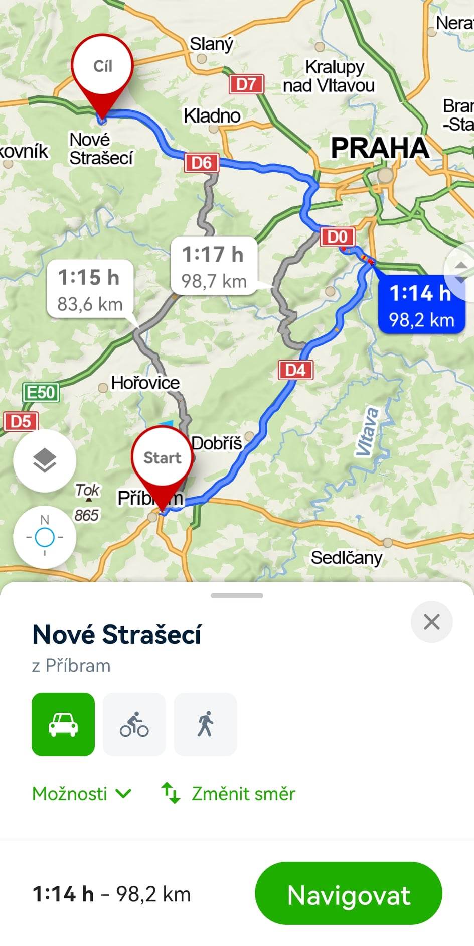 Route planning in the Mapy.cz app | Seznam Nápověda